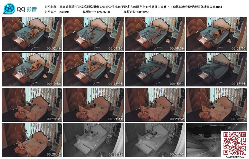 【新片速遞】黑客破解萤石云家庭网络摄像头偷拍生完孩子没多久的漂亮少妇性欲强白天晚上主动挑逗老公做爱难怪身材那么好[540MB/MP4/36:53]